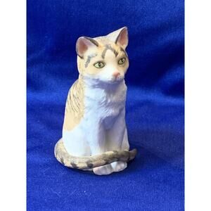 Princeton Gallery Bisque Porcelain Brown and White Stripped Cat